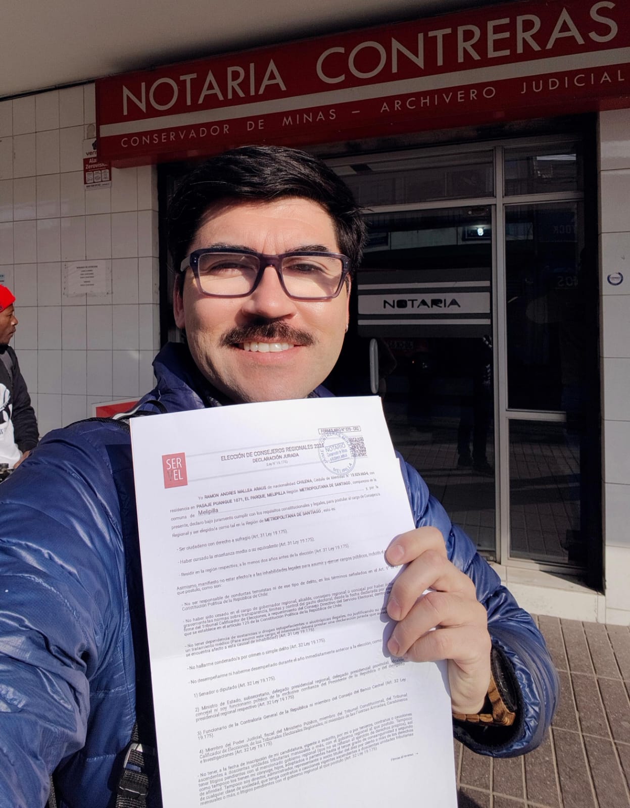 Ramón Mallea Araus inscribe su candidatura a consejero regional por la provincia de Melipilla