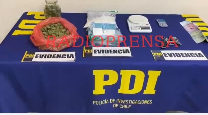 PDI de Melipilla decomisa casi dos kilos de droga, un arma y municiones