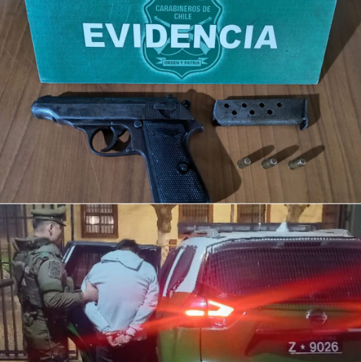 Detienen a individuo portando una pistola cargada en la vía pública