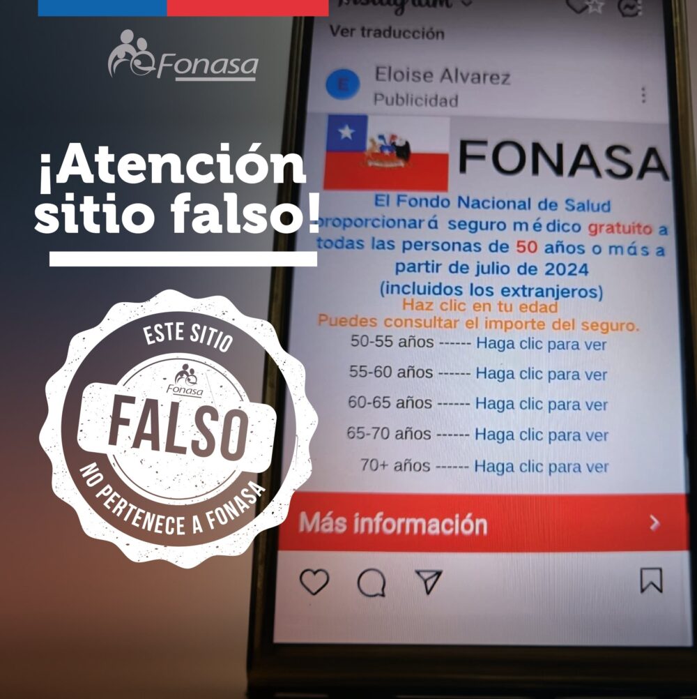 Fonasa denuncia posible estafa por falso sitio web