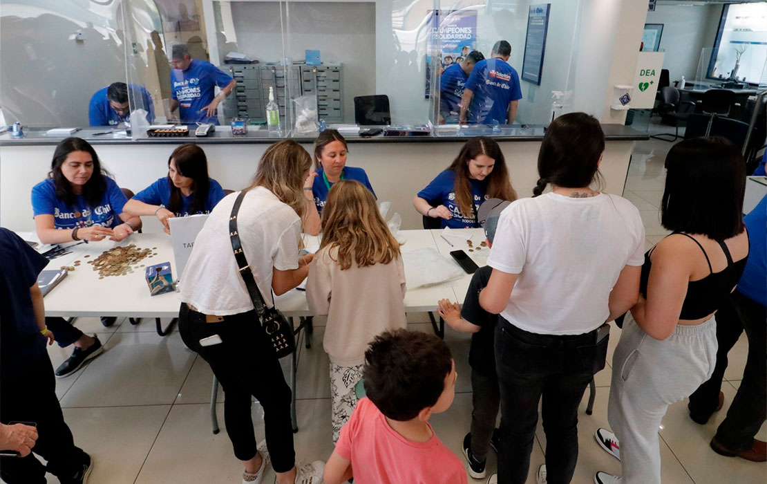 Todo listo en la sucursal del Banco de Chile en Melipilla para dar el vamos a la Teletón